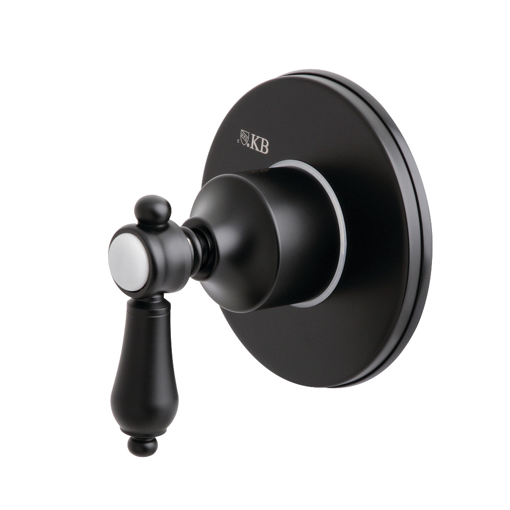 KS3030BAL Traditional Three-Way Diverter Valve with Single Handle & Round Plate, Matte Black