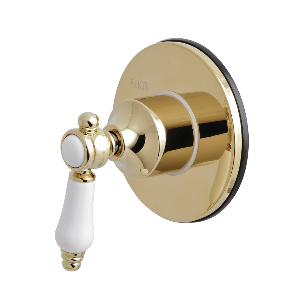 KS3032BPL Traditional Three-Way Diverter Valve with Single Handle & Round Plate, Polished Brass
