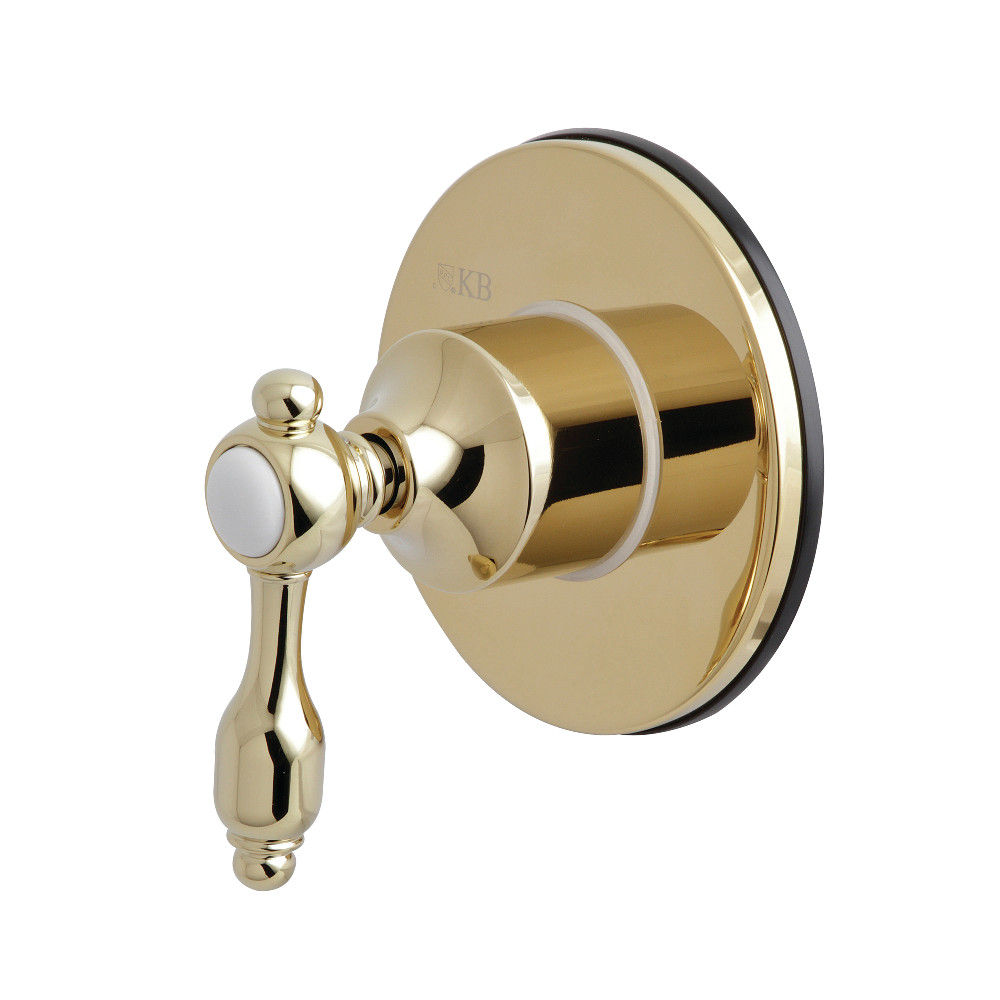 KS3032TAL Traditional Three-Way Diverter Valve with Single Handle & Round Plate, Polished Brass