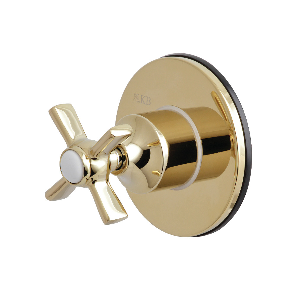 KS3032ZX Traditional Three-Way Diverter Valve with Single Handle & Round Plate, Polished Brass
