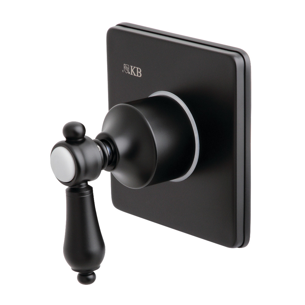 KS3040BAL Traditional Three-Way Diverter Valve with Single Handle & Square Plate, Matte Black