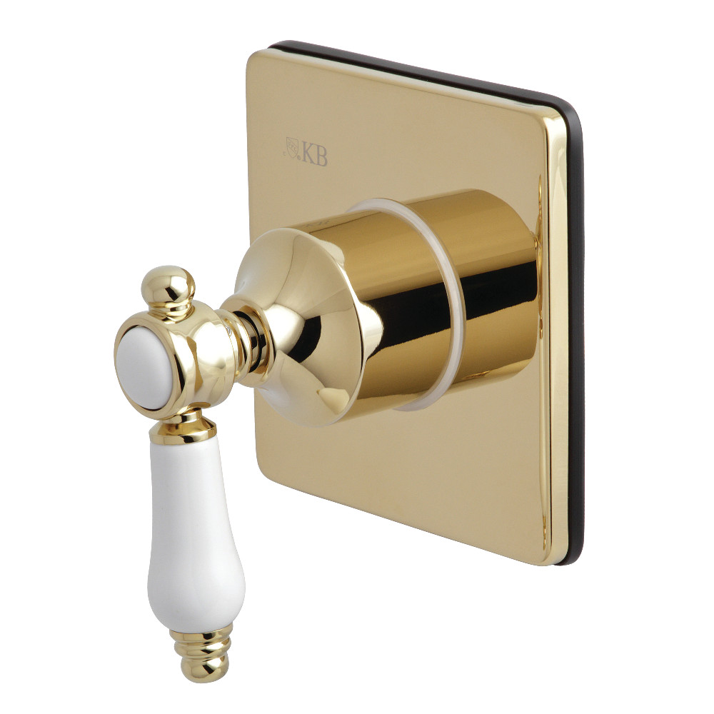 KS3042BPL Traditional Three-Way Diverter Valve with Single Handle & Square Plate, Polished Brass