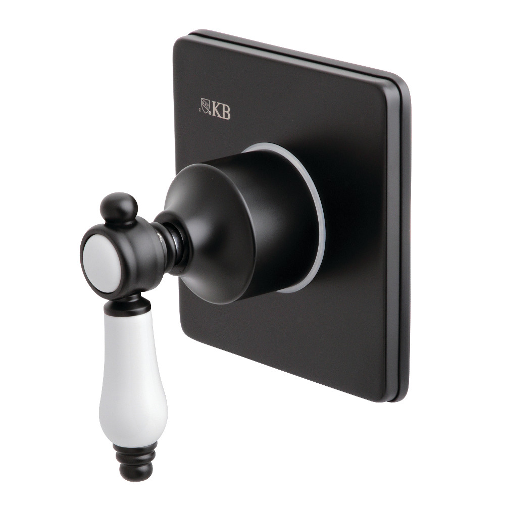 KS3040BPL Traditional Three-Way Diverter Valve with Single Handle & Square Plate, Matte Black