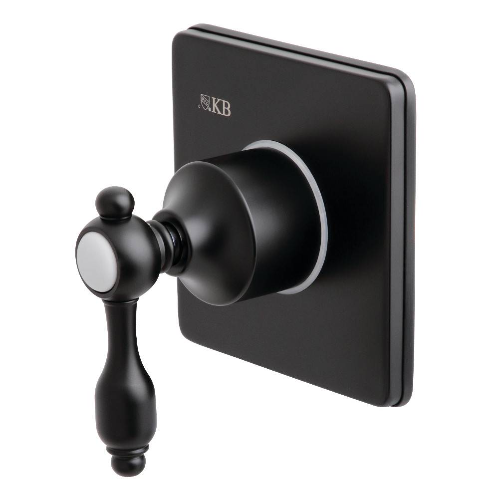 KS3040TAL Traditional Three-Way Diverter Valve with Single Handle & Square Plate, Matte Black
