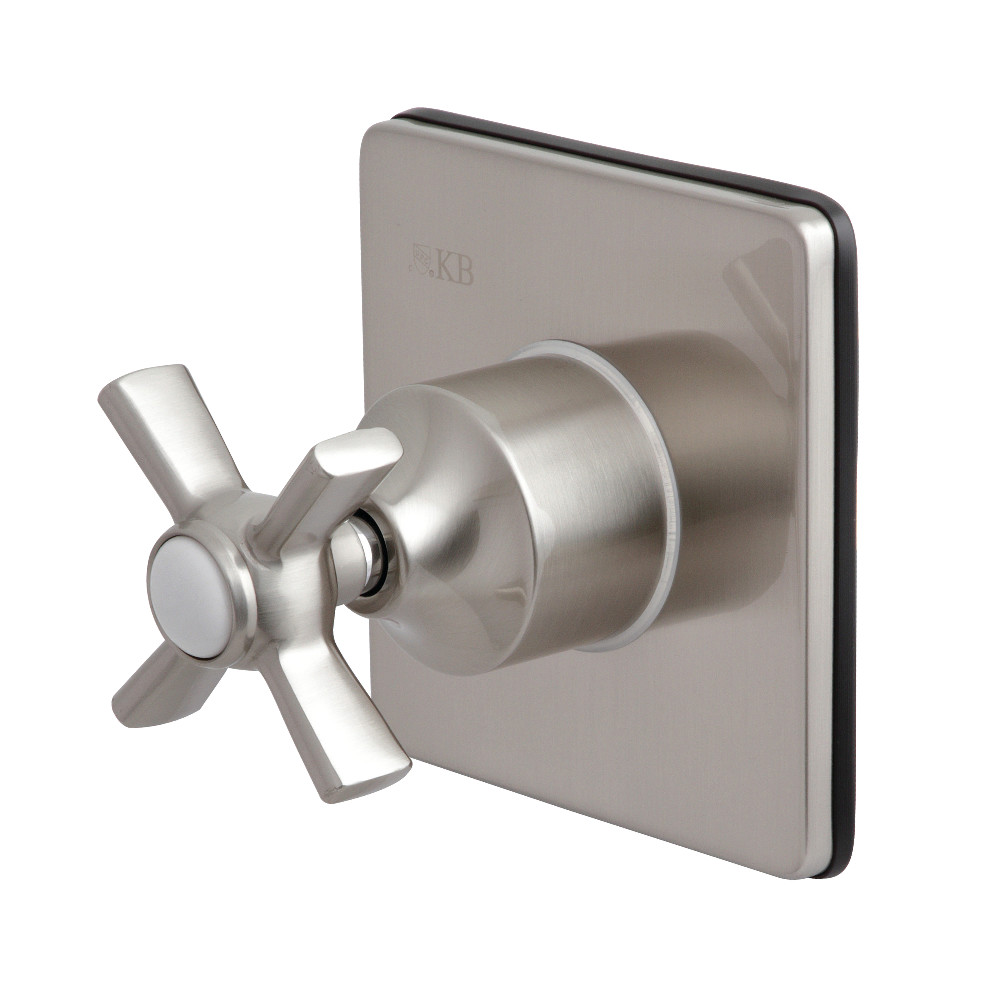 Three-Way Diverter Valve with Single Handle & Square Plate, Brushed Nickel