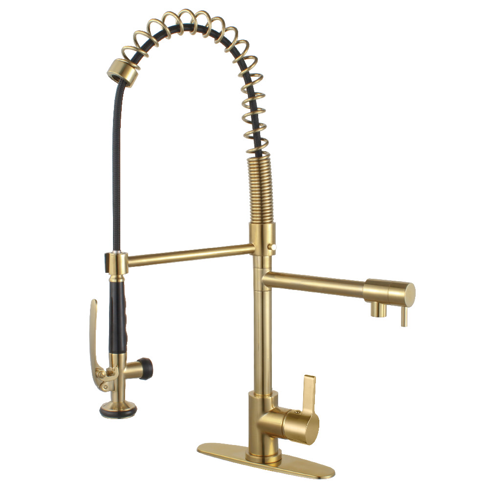 Picture of Gourmetier LS8503CTL Continental Single-Handle Pre-Rinse Kitchen Faucet&#44; Brushed Brass