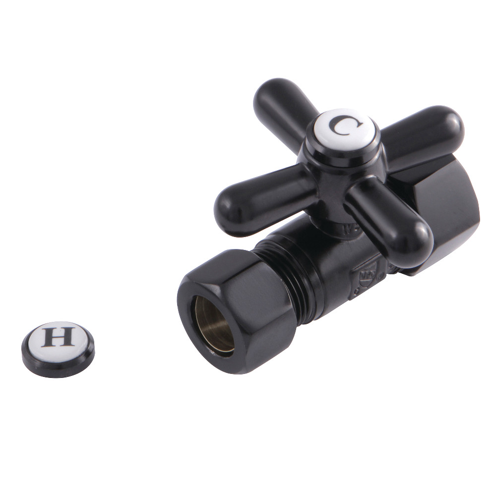 0.625 in. OD x 0.5 in. OD Comp Straight Shut-off Valve, Matte Black