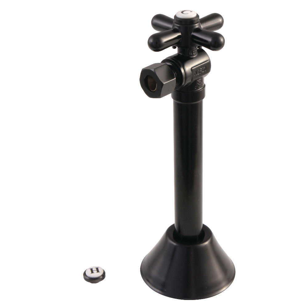 0.5 in. Sweat 0.375 in. OD Comp Angle Shut Off Valve with 5 Extension, Matte Black