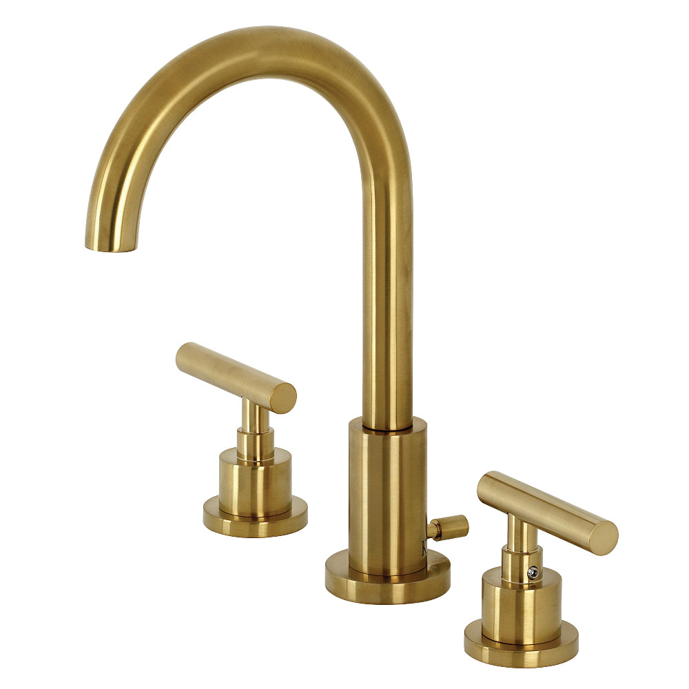Picture of Kingston Brass FSC8923CML Manhattan Widespread Bathroom Faucet with Brass Pop-Up, Brushed Brass