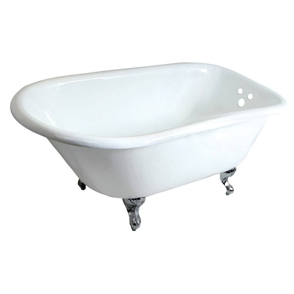 Picture of Aqua Eden VCT3D483018NT1 48 in. Cast Iron Roll Top Clawfoot Tub with 3.37 in. Wall Drillings - Polished Chrome, White