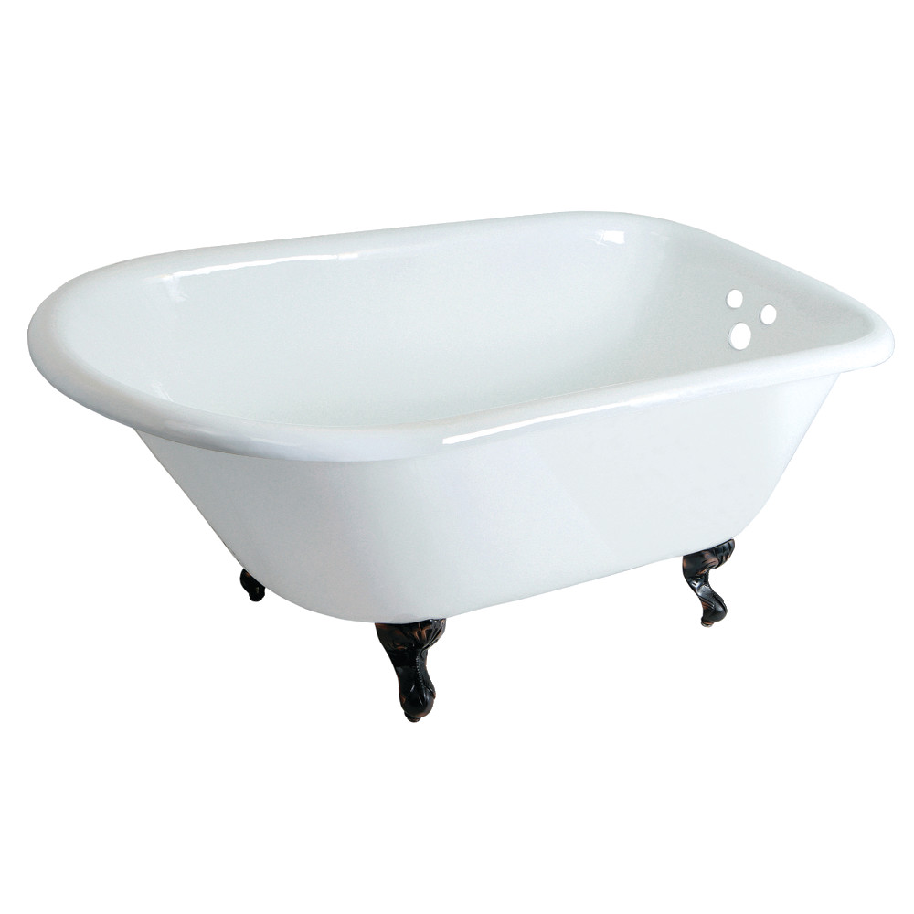 Picture of Aqua Eden VCT3D483018NT5 48 in. Cast Iron Roll Top Clawfoot Tub with 3.37 in. Wall Drillings - Oil Rubbed Bronze, White