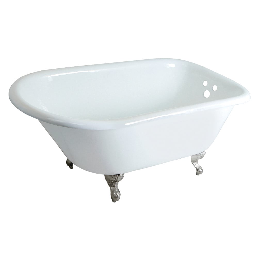 Picture of Aqua Eden VCT3D483018NT8 48 in. Cast Iron Roll Top Clawfoot Tub with 3.37 in. Wall Drillings - Brushed Nickel, White