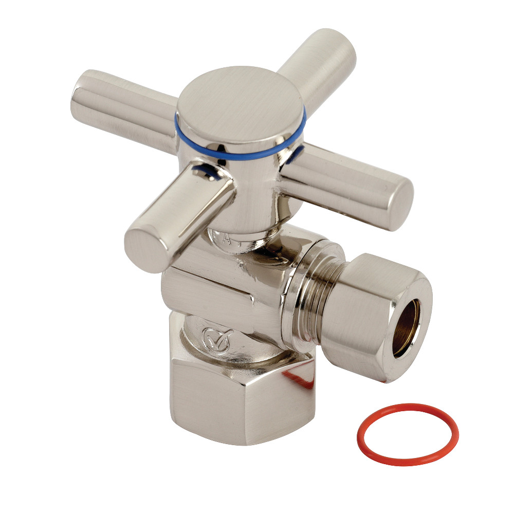 Concord 0.5 in. IPS x 0.375 in. O.D. Quarter Turn Angle Stop Valve, Brushed Nickel