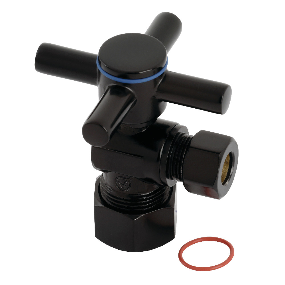 Concord 0.625 x 0.375 in. O.D. Comp, Quarter Turn Angle Stop Valve, Matte Black