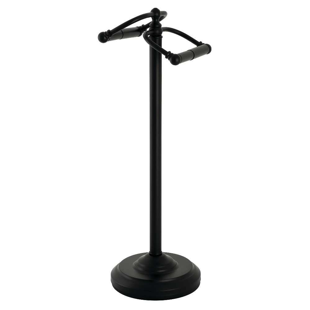 Vintage Freestanding Double Roll Toilet Paper Holder, Matte Black