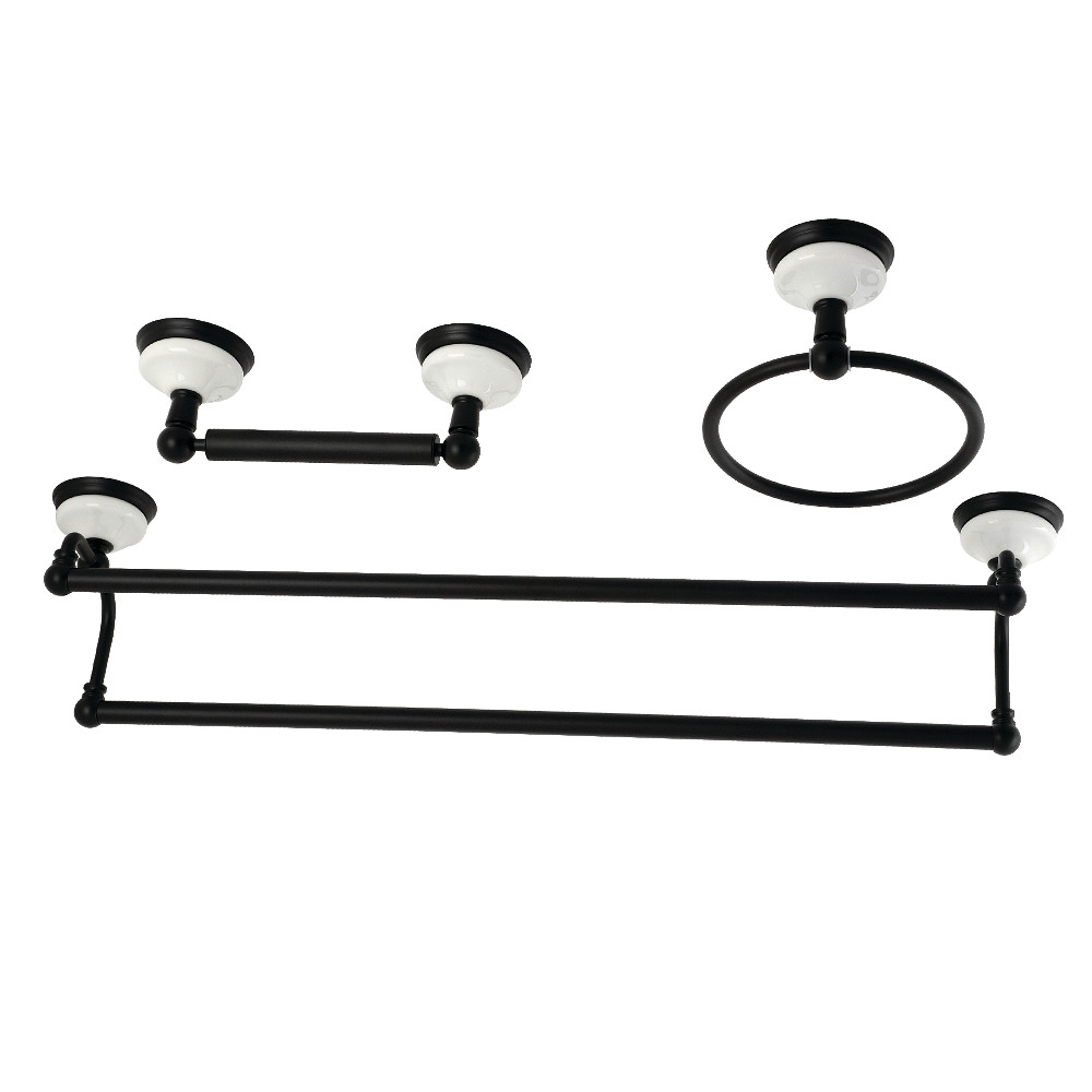 Victorian Bathroom Accessory Set, Matte Black - 3 Piece