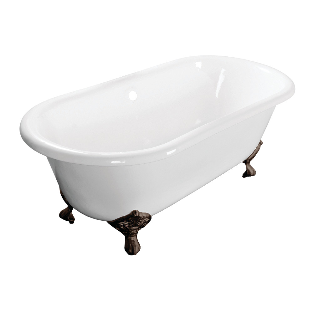 Picture of Aqua Eden VCTND603017NB5 60 in. Cast Iron Double Ended Clawfoot Tub No Faucet Drillings - Oil Rubbed Bronze, White