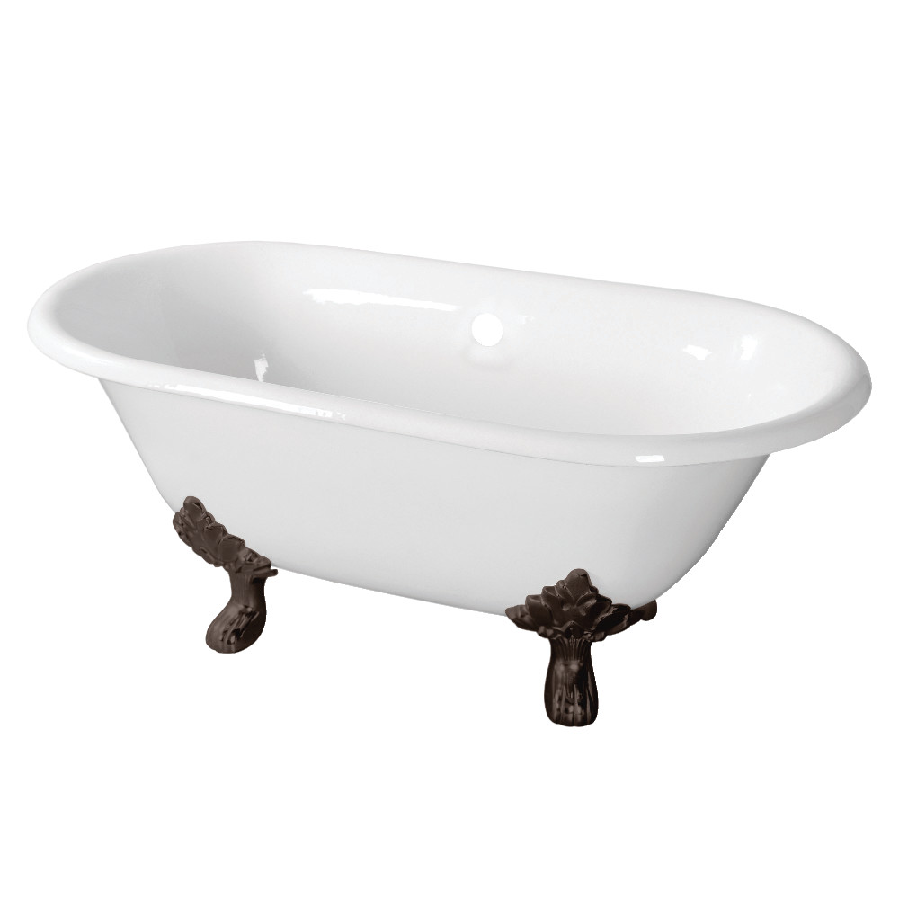 Picture of Aqua Eden VCTND603119NC5 60 in. Cast Iron Double Ended Clawfoot Tub No Faucet Drillings - Oil Rubbed Bronze, White