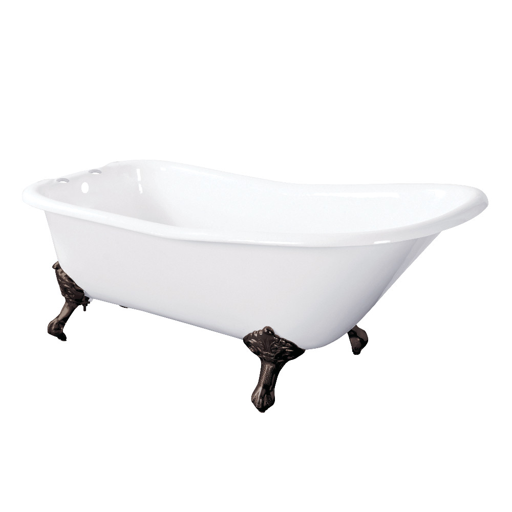 Picture of Aqua Eden VCT7D6630NF5 67 in. Cast Iron Single Slipper Clawfoot Tub with 7 in. Faucet Drillings - Oil Rubbed Bronze, White