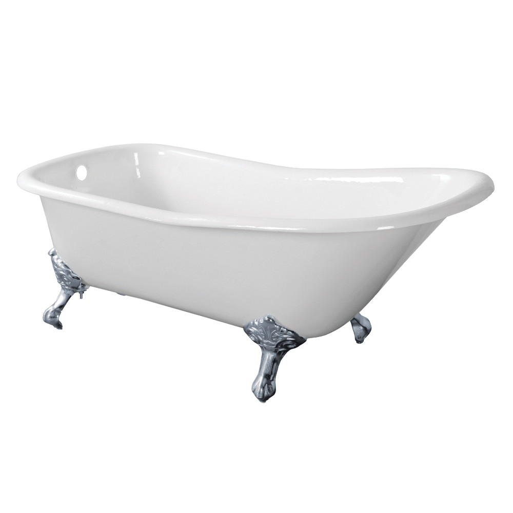 Picture of Aqua Eden VCTND6630NF1 67 in. Cast Iron Single Slipper Clawfoot Tub No Faucet Drillings - Polished Chrome, White