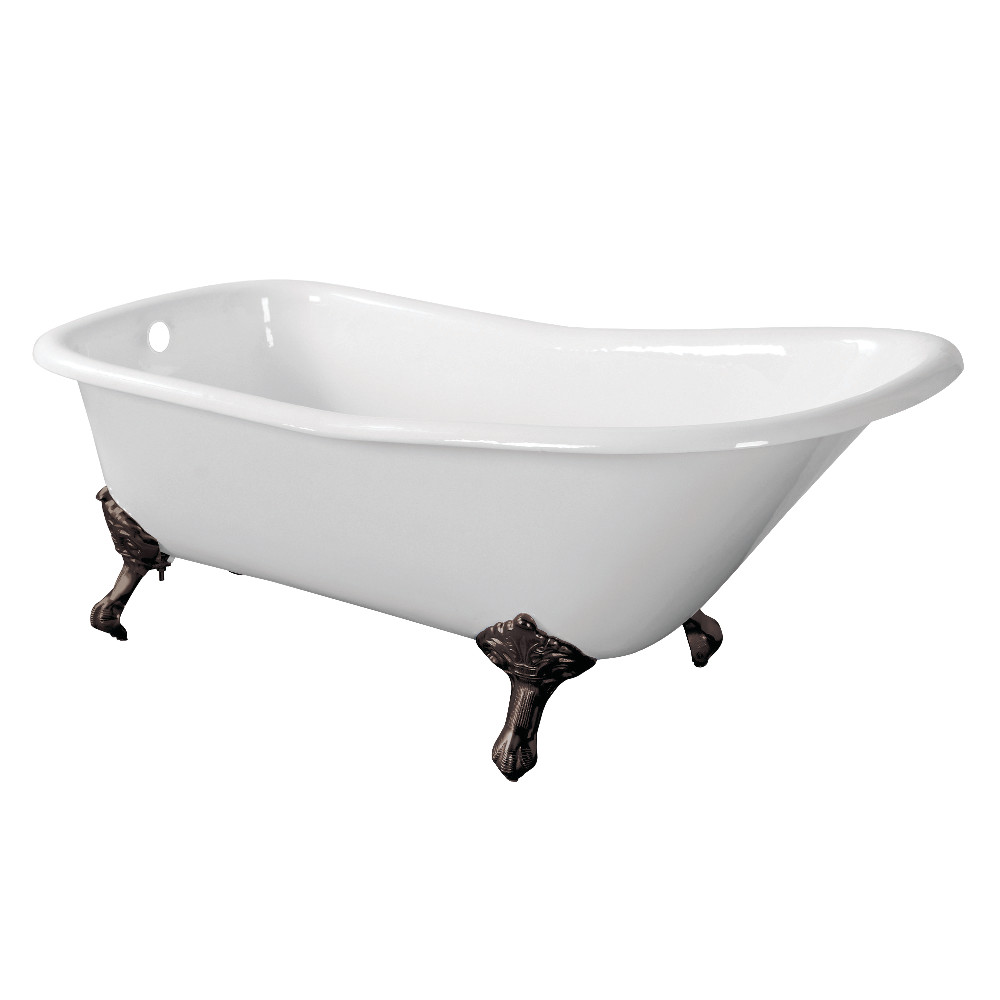 Picture of Aqua Eden VCTND6630NF5 67 in. Cast Iron Single Slipper Clawfoot Tub No Faucet Drillings - Oil Rubbed Bronze, White
