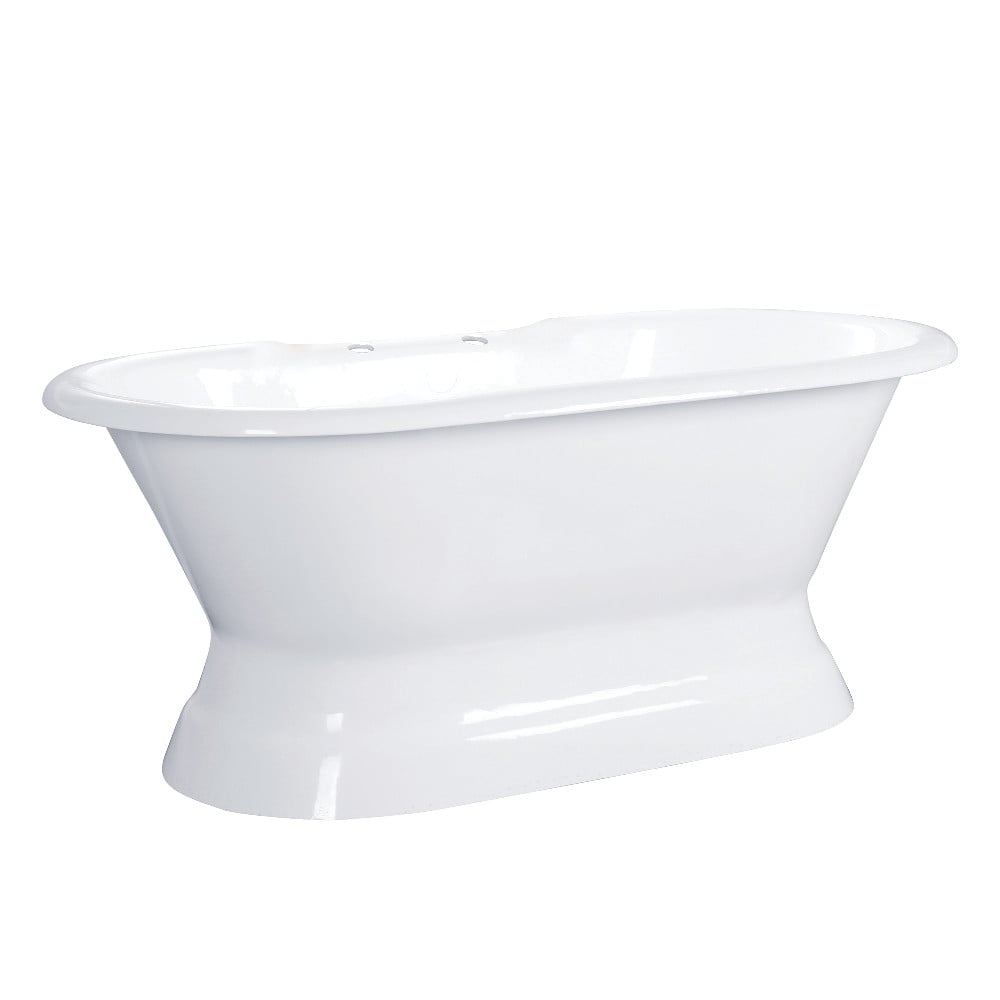 Picture of Aqua Eden VCT7D603024 60 in. Cast Iron Double Ended Pedestal Tub with 7 in. Faucet Drillings, White