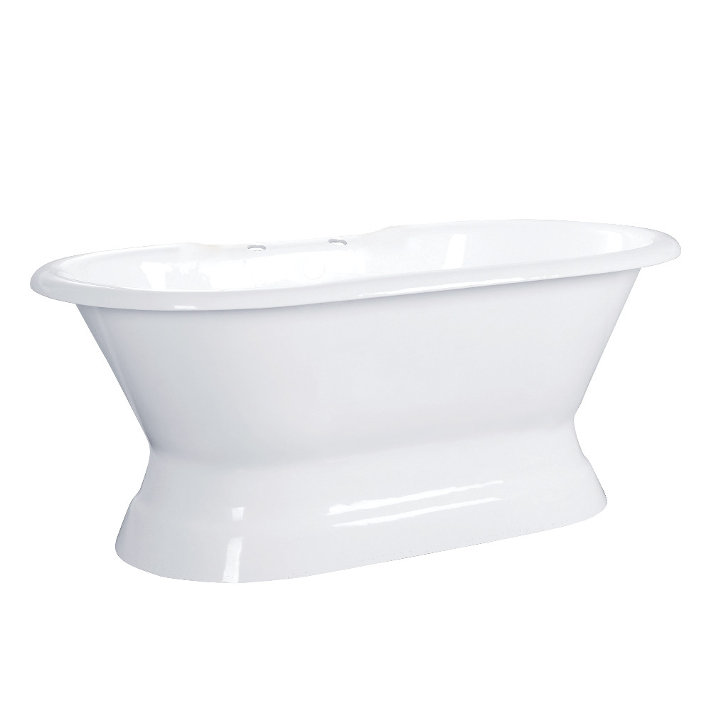 Picture of Aqua Eden VCT7D663024 66 in. Cast Iron Double Ended Pedestal Tub with 7 in. Faucet Drillings, White