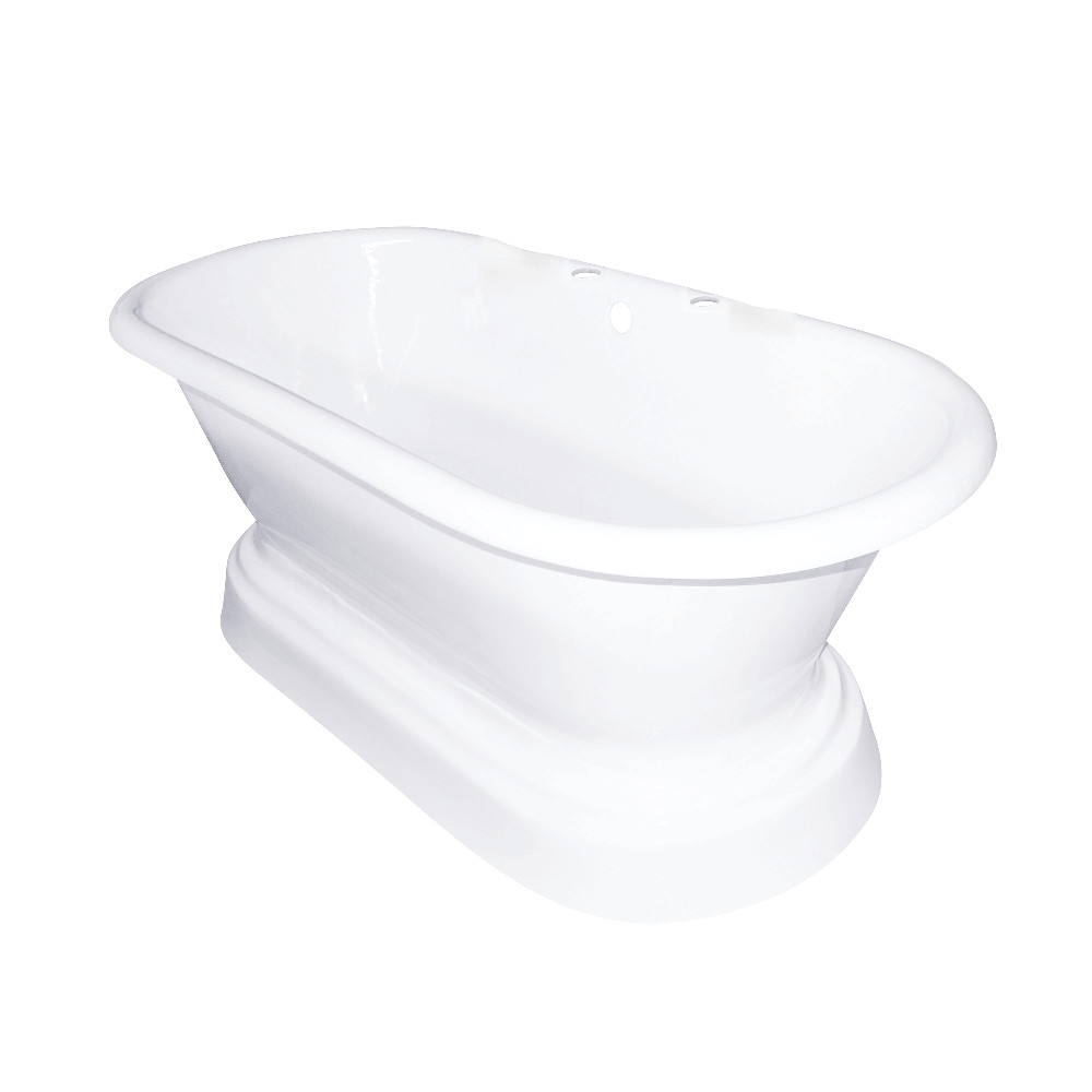 Picture of Aqua Eden VCT7D663025 66 in. Cast Iron Double Ended Pedestal Tub with 7 in. Faucet Drillings, White