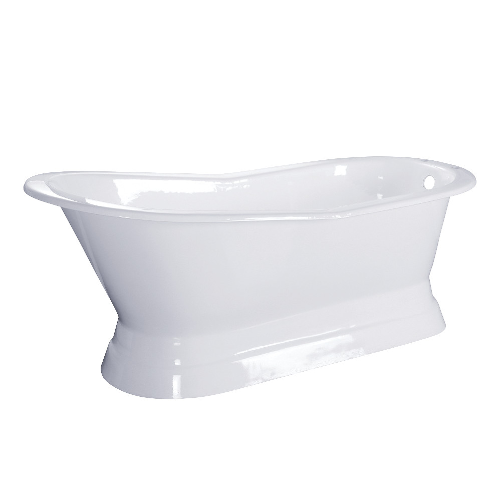 Picture of Aqua Eden VCTND673128 67 in. Cast Iron Single Slipper Pedestal Tub No Faucet Drillings, White