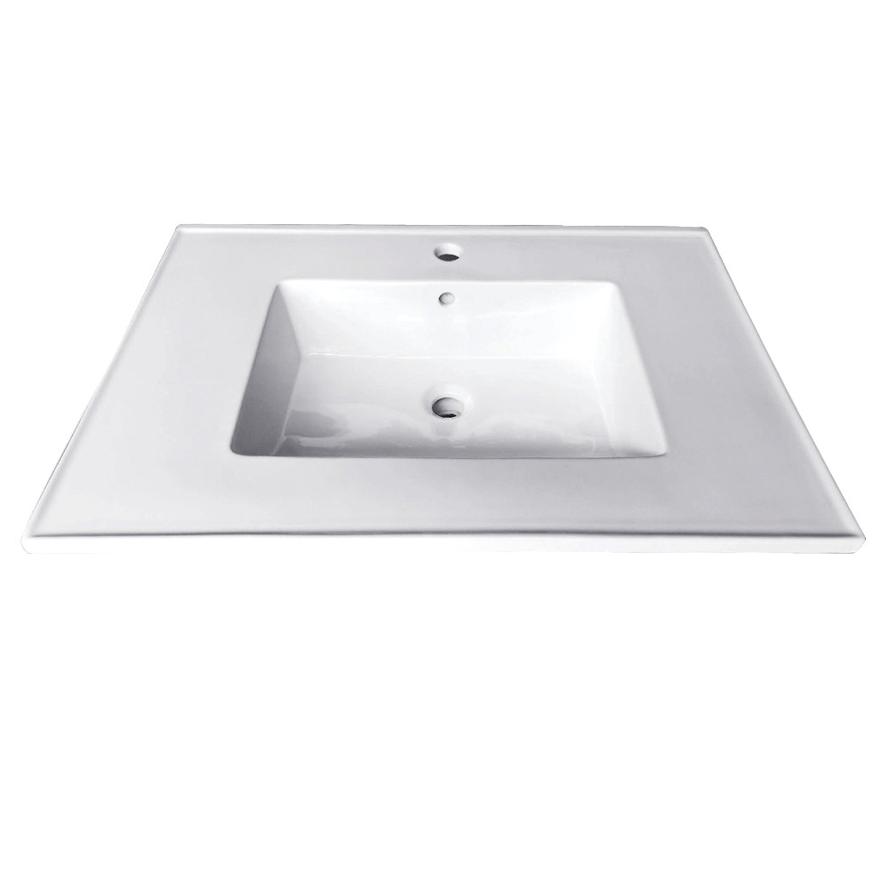 LBT252271 25 x 22 in. Continental Ceramic Vanity Top with Integrated Basin 1H, White