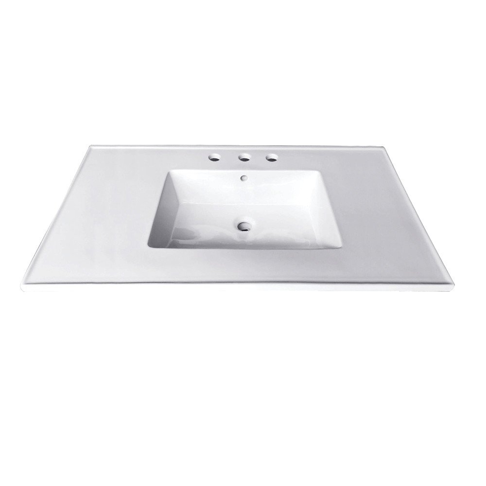 LBT31227W34 31 x 22 in. Continental Ceramic Vanity Top with Integrated Basin 3H, White