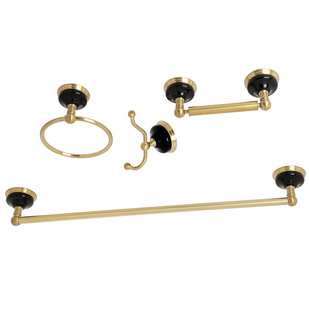 Water Onyx Bathroom Accessory Set, Brushed Brass - 4 Piece
