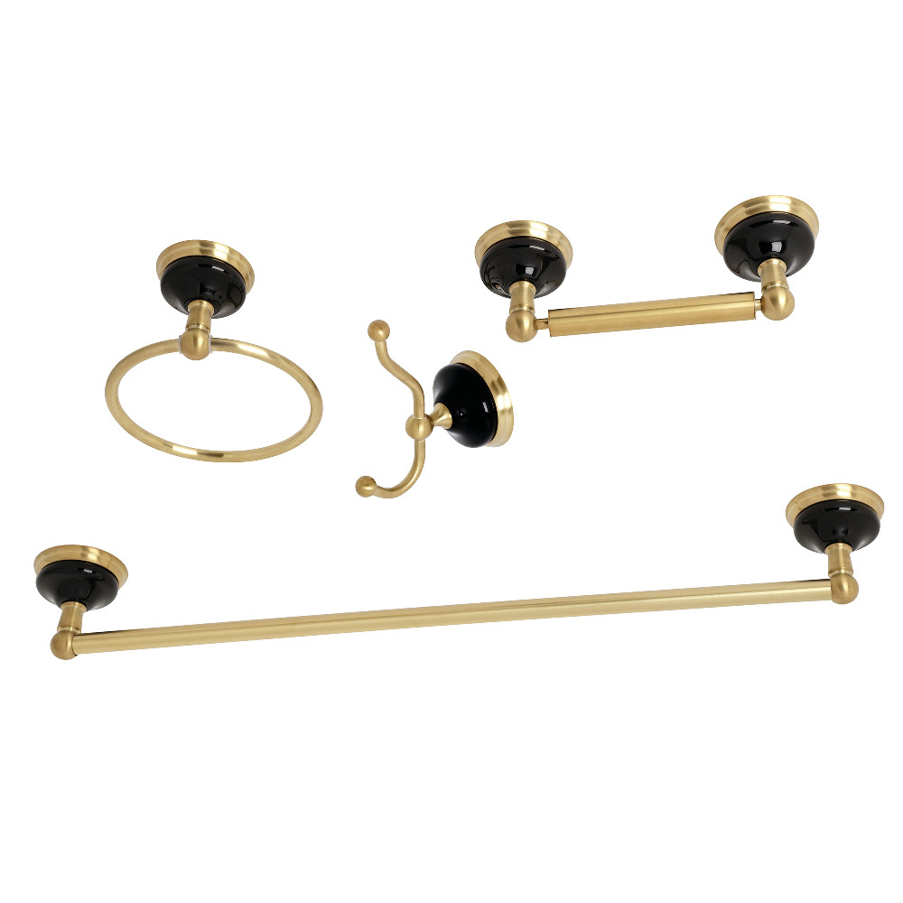 Water Onyx Bathroom Accessory Set, Brushed Brass - 4 Piece