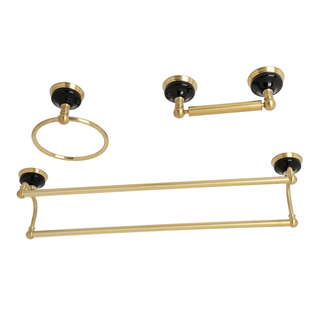 BAK911348BB Water Onyx Bathroom Accessory Set, Brushed Brass - 3 Piece
