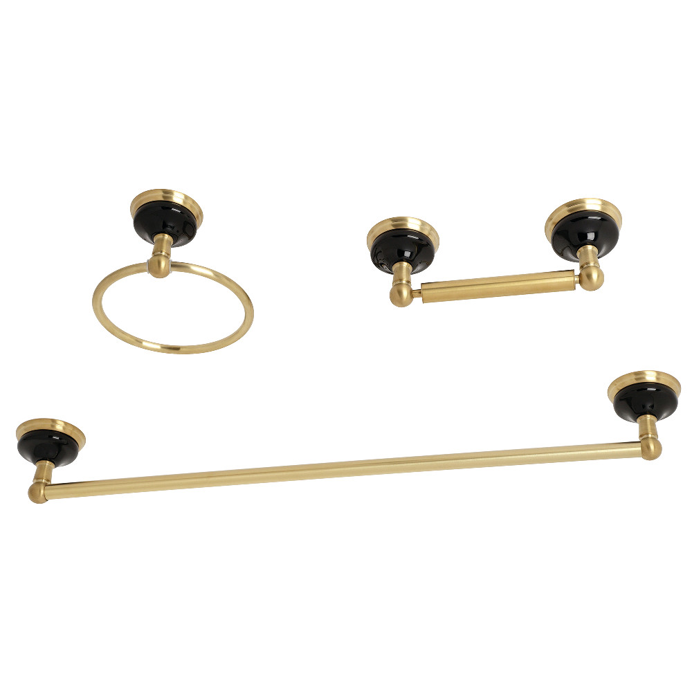 BAK911148BB Water Onyx Bathroom Accessory Set, Brushed Brass - 3 Piece