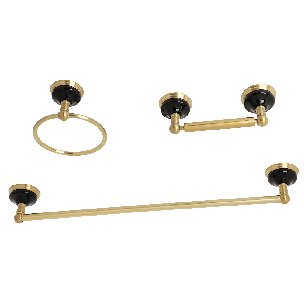 BAK911248BB Water Onyx Bathroom Accessory Set, Brushed Brass - 3 Piece