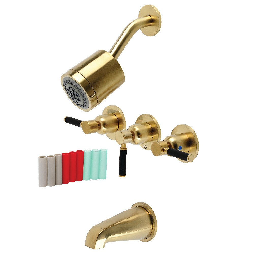 Kaiser Three-Handle Tub & Shower Faucet, Brushed Brass