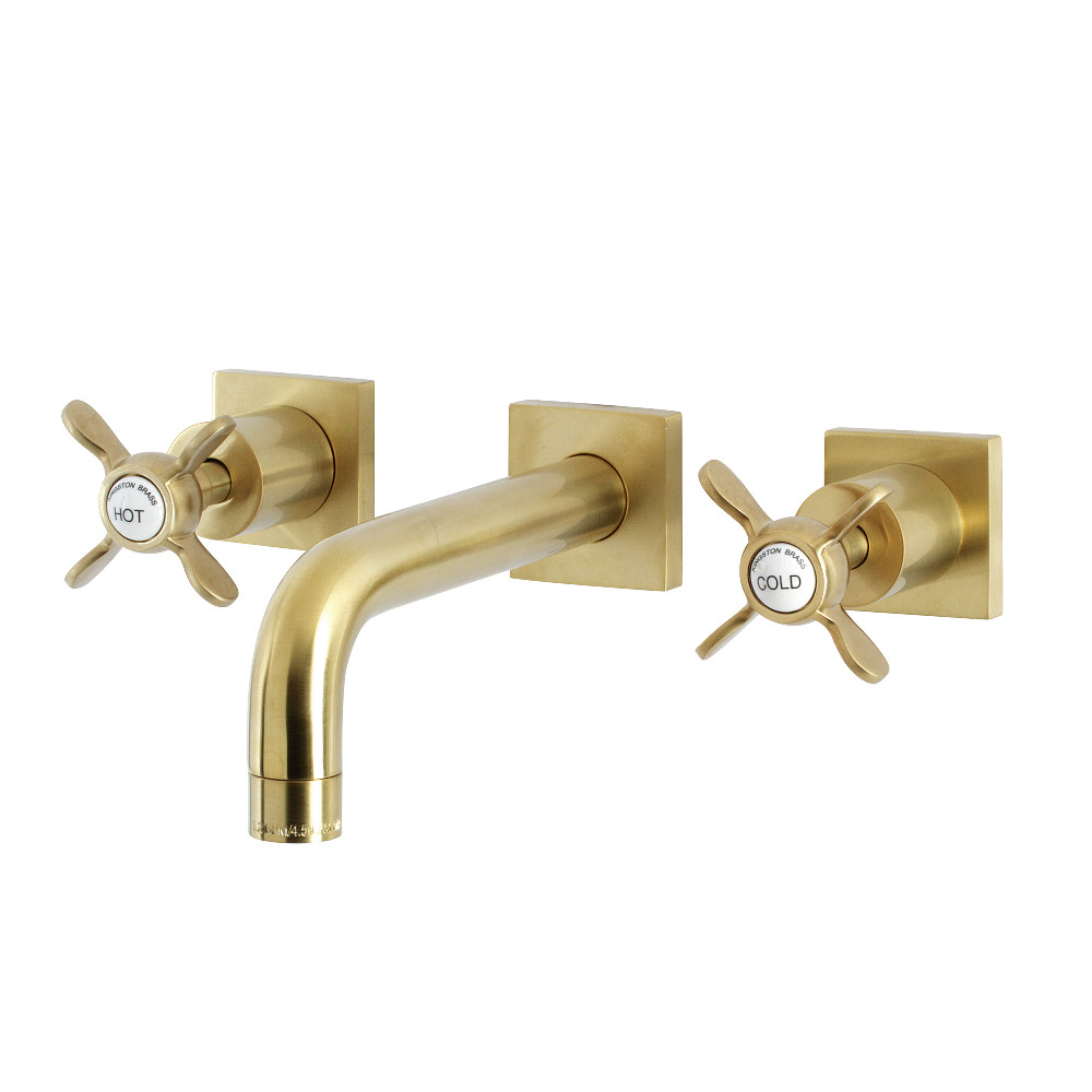 Essex Two-Handle Wall Mount Bathroom Faucet, Brushed Brass