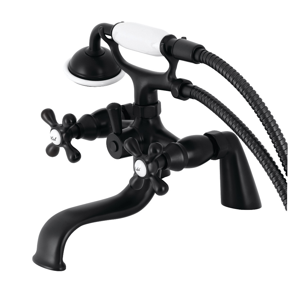 KS227MB Kingston Deck Mount Clawfoot Tub Faucet with Hand Shower, Matte Black