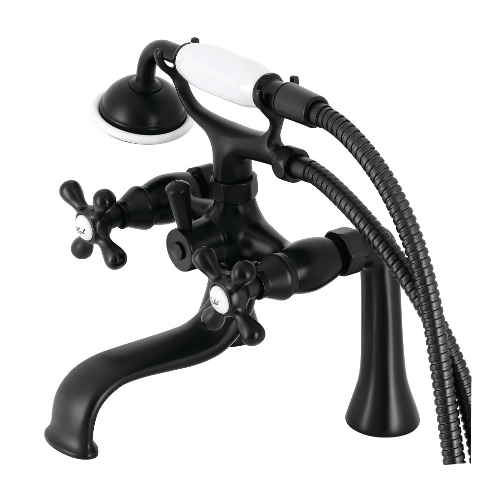 KS228MB Kingston Deck Mount Clawfoot Tub Faucet with Hand Shower, Matte Black