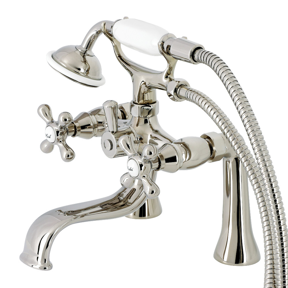 KS228PN Kingston Deck Mount Clawfoot Tub Faucet with Hand Shower, Polished Nickel