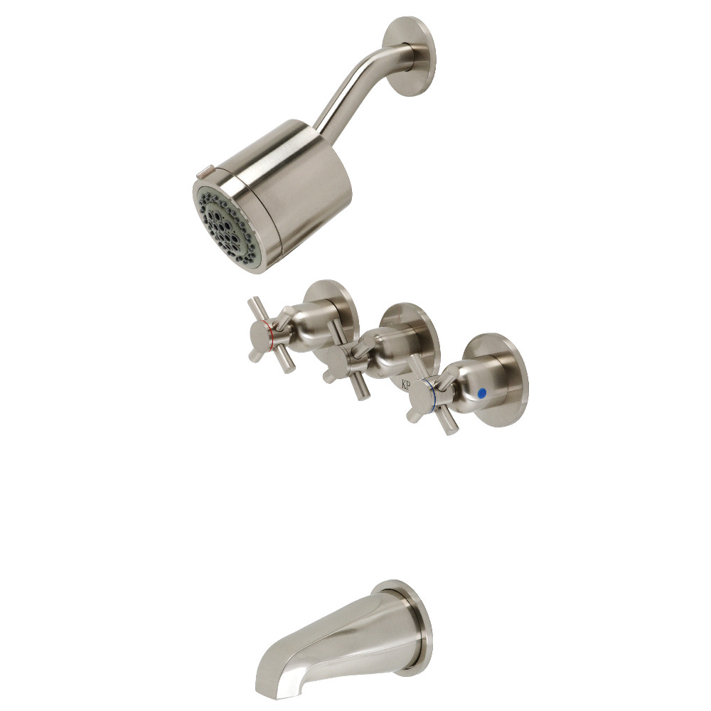 Concord Three-Handle Tub & Shower Faucet, Brushed Nickel