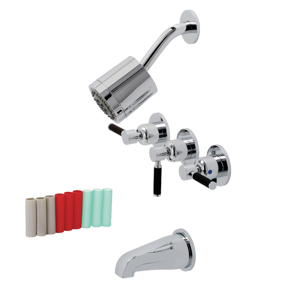 Kaiser Three-Handle Tub & Shower Faucet, Polished Chrome