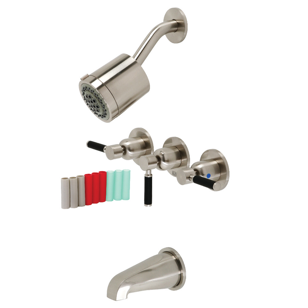 Kaiser Three-Handle Tub & Shower Faucet, Brushed Nickel