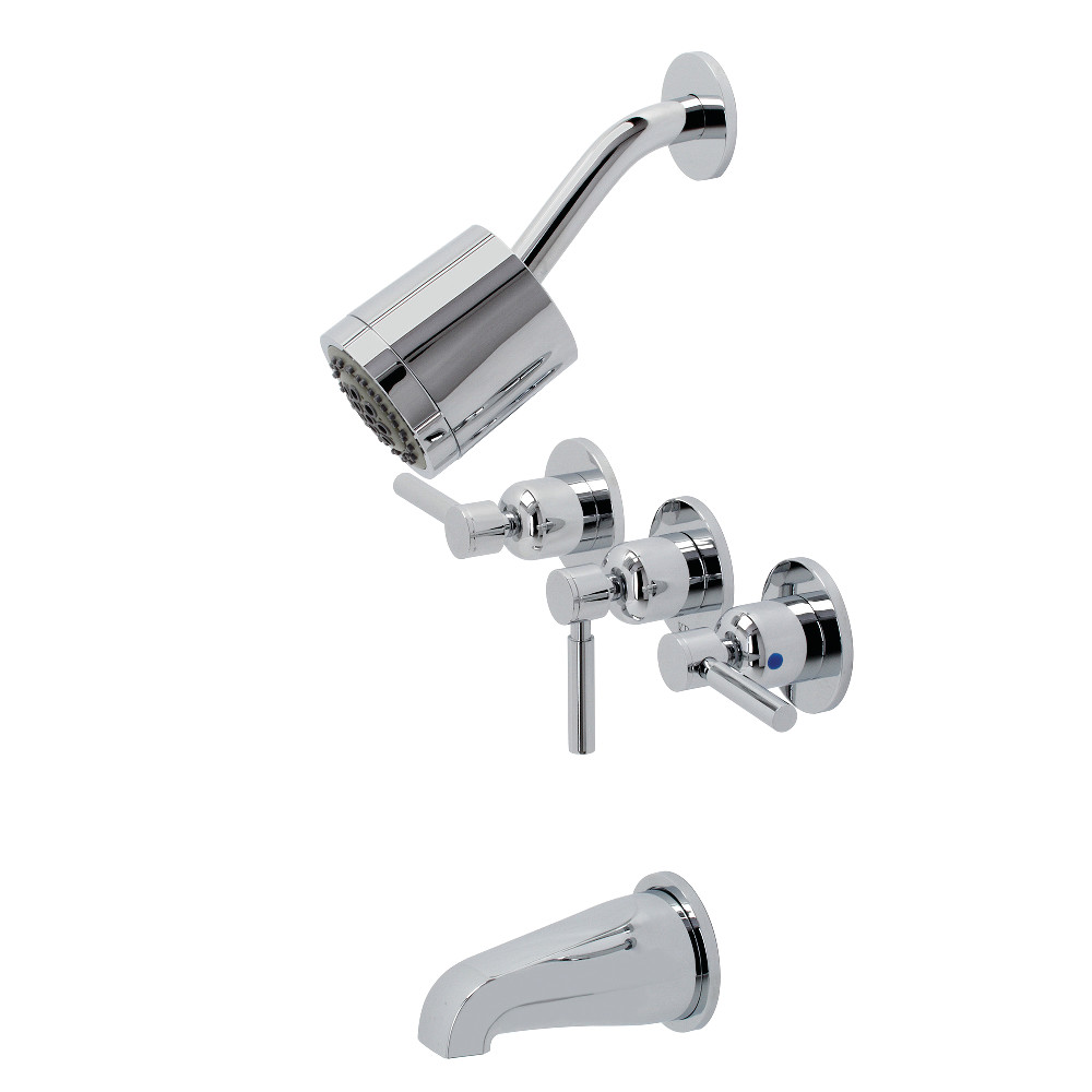 Concord Three-Handle Tub & Shower Faucet, Polished Chrome