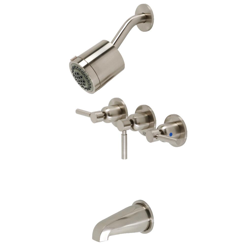 Concord Three-Handle Tub & Shower Faucet, Brushed Nickel