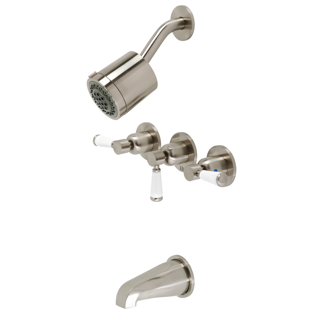 Paris Three-Handle Tub & Shower Faucet, Brushed Nickel