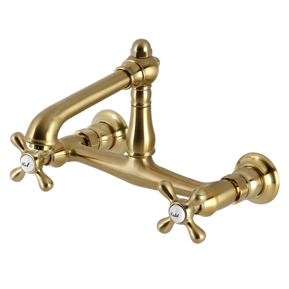 8 in. Center Wall Mount Bathroom Faucet, Brushed Brass