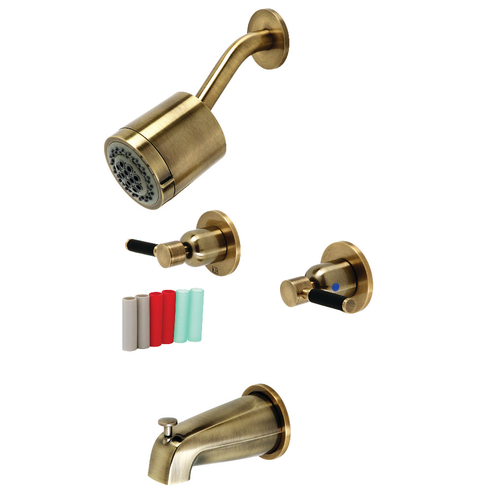 Kaiser Two-Handle Tub & Shower Faucet, Antique Brass