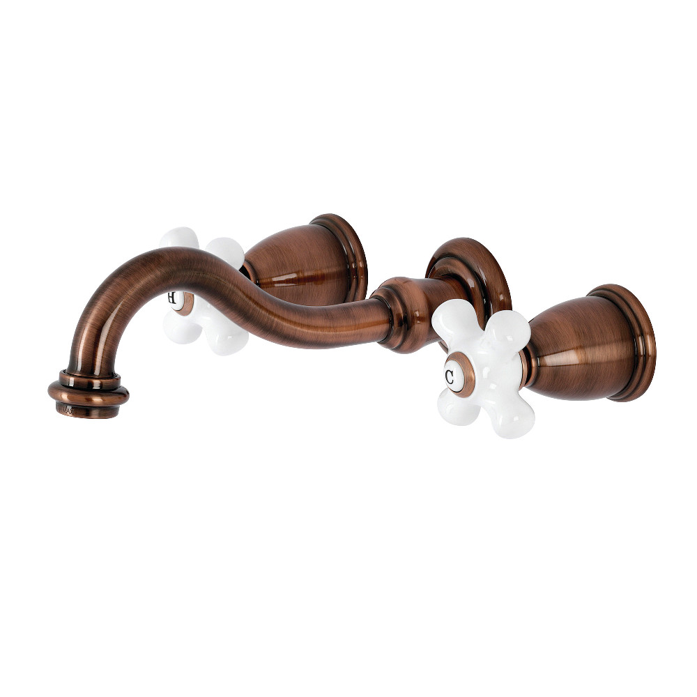Vintage 2-Handle Wall Mount Bathroom Faucet, Antique Copper